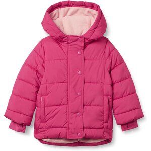 Girls Heavyweight Hooded Puffer Coat, Water-Resistant